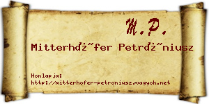 Mitterhöfer Petróniusz névjegykártya